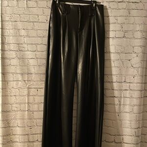 Black Wide Leg Faux Leather Pants